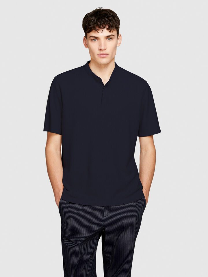 T-shirt in pique - men's short sleeve t-shirts - Dark Blue | Sisley image number 4